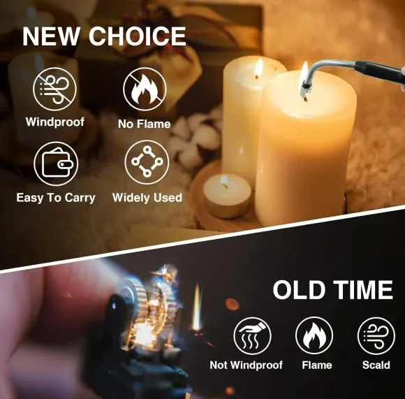Kitchen Electric USB Windproof Lighter – Rechargeable Flameless Arc Lighter for Gas Stove, Candle & BBQ Use